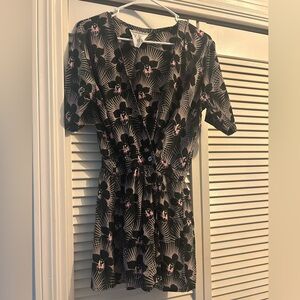 Acacia Swimwear Black and Pink Floral Mini Dress